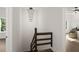 Modern staircase with rustic wood railing and LED lighting at 1432 Mims Sw St, Atlanta, GA 30314