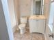 Updated bathroom with a white vanity and tiled floors at 3690 Darrah Sw Way, Atlanta, GA 30331