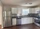 Kitchen with stainless steel appliances and white cabinets at 3690 Darrah Sw Way, Atlanta, GA 30331