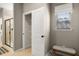 Linen closet with wire shelving in bathroom at 209 Bastian Dr # 4, Villa Rica, GA 30180