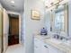 Bathroom with shower, vanity, and patterned tile floor at 23 Paces West, Atlanta, GA 30327