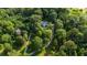 Aerial view of a home nestled in a lush, wooded landscape with a long driveway at 2100 Davis Academy Rd, Rutledge, GA 30663