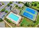 Aerial view of community pool and tennis courts at 4323 Tacoma Trce, Suwanee, GA 30024