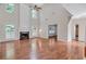 Spacious living room with hardwood floors and fireplace at 1450 Grovehurst Dr, Marietta, GA 30062