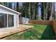 Backyard featuring a wooden deck, a privacy fence, a shed, and a sliding glass door from the house to the deck at 1268 Kenilworth Sw Dr, Atlanta, GA 30310