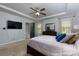 Main bedroom with ensuite bathroom access and large TV at 4505 Ravenwood Dr, Union City, GA 30291