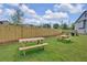Community picnic area with wooden tables and benches at 704 Fairgate Rd, Marietta, GA 30064