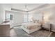 Serene main bedroom with a tray ceiling, plush carpet, and elegant neutral decor at 907 E Green Ln, Clarkston, GA 30021