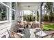 A charming back porch featuring wicker furniture and overlooking the backyard at 319 Willam Gossett Dr, Canton, GA 30114