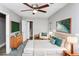 Stylishly furnished bedroom with a ceiling fan and tastefully coordinated decor at 2222 Mcafee Rd, Decatur, GA 30032