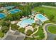 Aerial view of community pool, tennis courts, and surrounding green space at 3156 Neal Ct, Cumming, GA 30041