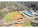 Aerial view of park with baseball field and pool at 2439 Woodridge Dr, Decatur, GA 30033