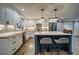 Stylish kitchen featuring white cabinets, quartz countertops, and a blue island at 2439 Woodridge Dr, Decatur, GA 30033