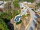 Community pool and clubhouse aerial view at 2777 Lakeview Walk, Decatur, GA 30035