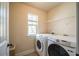 Convenient laundry room with washer, dryer, and shelving at 2777 Lakeview Walk, Decatur, GA 30035