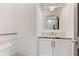 Modern powder room with granite countertop and white cabinets at 600 Autumn Ln, Marietta, GA 30068