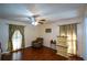 Bedroom with hardwood floors and ceiling fan at 750 Skipper Dr, Atlanta, GA 30318