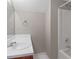 Clean bathroom with a single sink vanity and shower/tub combo at 1177 Arlington Ave, Atlanta, GA 30310