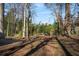 Wooded backyard with a cleared area and a small fire pit at 257 Rock Garden Nw Ter, Marietta, GA 30064