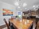 Dining room with wood table and chairs, adjacent to kitchen at 1227 Clear Stream Rdg, Auburn, GA 30011