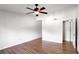 Bright bedroom with hardwood floors and ceiling fan at 1468 Briarwood Ne Rd # 1307, Brookhaven, GA 30319