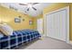Basement bedroom with double bed and ceiling fan at 6103 Governors Walk Dr, Canton, GA 30115