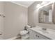 Bathroom with toilet, vanity, and framed mirror at 4761 Lincoln Ne Dr, Kennesaw, GA 30144