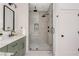 Modern bathroom featuring a glass-enclosed shower with a rain shower head and tiled walls at 1101 Boulevard Se Dr # B, Atlanta, GA 30317