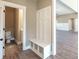 Mudroom with bench and storage at 85 Woodfin Way, Social Circle, GA 30025