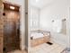 Bright bathroom with a glass-enclosed shower and soaking tub, providing a spa-like atmosphere at 4595 Carriage Walk Ln, Cumming, GA 30040
