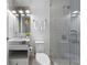 Clean bathroom with marble vanity and walk in shower at 1820 Peachtree Nw St # 1005, Atlanta, GA 30309