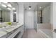 Elegant bathroom with marble countertops and double sinks at 1820 Peachtree Nw St # 1005, Atlanta, GA 30309