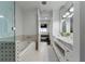 Spa-like bathroom with a soaking tub and double sinks at 1820 Peachtree Nw St # 1005, Atlanta, GA 30309