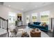 Spacious living room with a blue sofa and large windows at 2654 Brookview Nw Ln, Atlanta, GA 30318