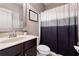 Simple bathroom with shower/tub combo and updated vanity at 1043 Belmont Commons Dr, Smyrna, GA 30080