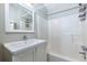 Small bathroom with vanity, sink, and shower/tub combo at 991 Greenwood Ne Ave, Atlanta, GA 30306