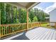 Back deck featuring wood railing and lush green trees at 307 Willam Gossett Dr, Canton, GA 30114
