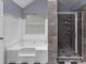 Spa-like bathroom with soaking tub and walk-in shower at 1598 Blue Spruce Ln, Conyers, GA 30012