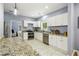 Modern kitchen with white cabinets, granite counters, and stainless steel appliances at 1382 Elizabeth Ln, East Point, GA 30344