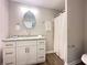 Modern bathroom with white vanity and granite countertop at 2068 Verbena Nw St, Atlanta, GA 30314