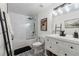 Modern bathroom with white subway tile,freestanding tub, and frameless shower at 2673 Mountain Brook Rd, Canton, GA 30114