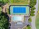 Aerial view of community pool and tennis courts at 4805 Blossom Ct, Cumming, GA 30028