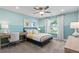 Serene bedroom with a desk and teal colored walls at 329 Foxglove Way, Mcdonough, GA 30253