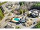 Community pool and clubhouse viewed from above at 340 Glens Way, Woodstock, GA 30188