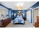 Spacious bedroom with blue walls and floral bedding at 2585 Club Springs Dr, Roswell, GA 30076