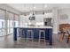 Modern kitchen island with navy blue base and quartz countertop at 687 Banton Nw Dr, Atlanta, GA 30318