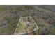 Aerial view of house and surrounding wooded lot near lake at 1791 Lake George Dr, Lithia Springs, GA 30122