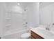 Clean bathroom featuring a shower-tub combination, white toilet, and vanity with a sink at 3812 Thatcher Sw Dr, Marietta, GA 30008
