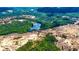 Aerial view of a serene lake nestled in a lush forest at 2102 Moss Hill Rd, Stone Mountain, GA 30088