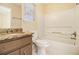 Bathroom with granite vanity and shower/tub combo at 272 Mckenzie Dr, Stockbridge, GA 30281